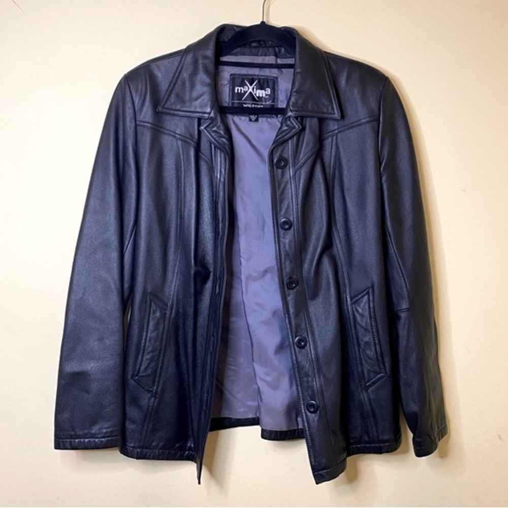 Wilson’s Leather Genuine Leather Black Button Down Women’s Jacket Size M